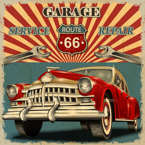 Car posters vintage style vector material 04 Vintage Style vintage posters car   