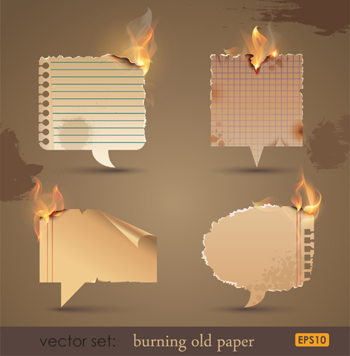 Set of Burning old paper design vector 02 paper old burning   