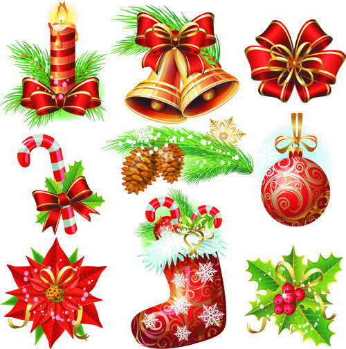 Set of Vintage Christmas and New Year 2013 decor Illustration Vector 02 vintage new year illustration christmas 2013   