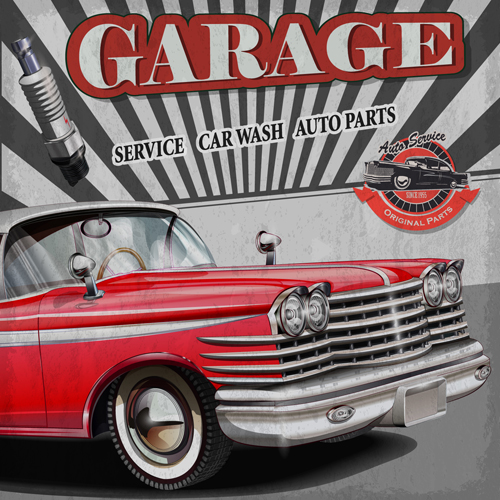 Car posters vintage style vector material 02 Vintage Style vintage posters car   