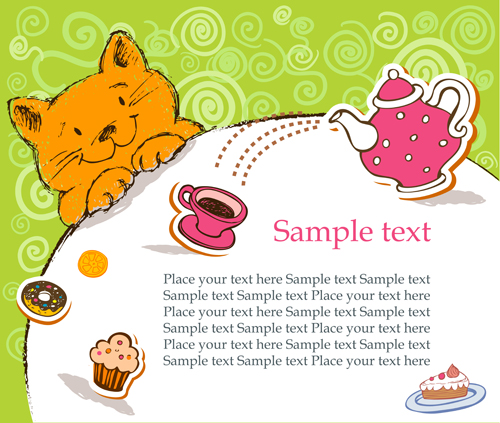 Cute cat birthday cards creative vector material 04 vector material cute cat cute cards card birthday cards birthday   