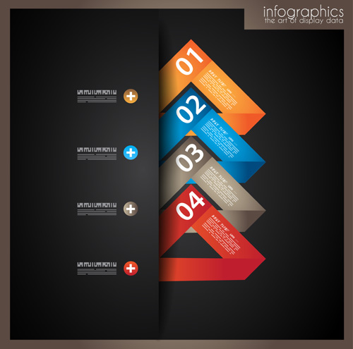 Dark style infographics business vector 09   