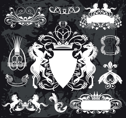 Black and White Heraldry coat of arms vector 03 white heraldry Coat black arms   
