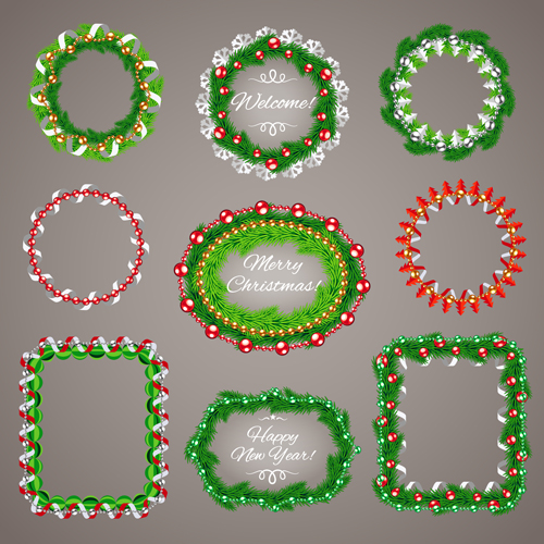 Jewelry with needles christmas frame vector needles jewelry christmas   