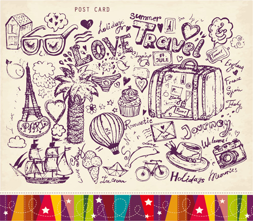 Vector Vintage Paris style post card 04 vintage Post card paris card   