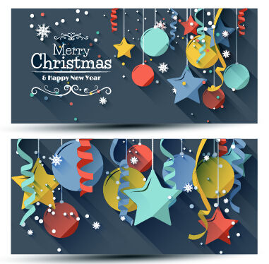 Confetti with balloon christmas banners vector 02 confetti christmas banners banner balloon ball   