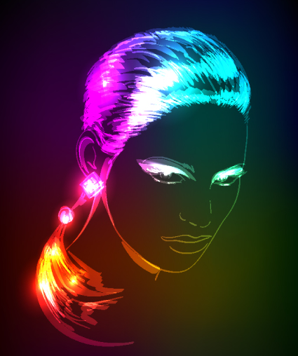 Neon light Girl design vector graphic 04 neon light girl   