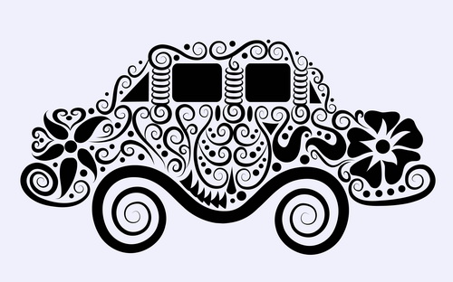 Beautiful floral car design graphics 09 floral car beautiful   