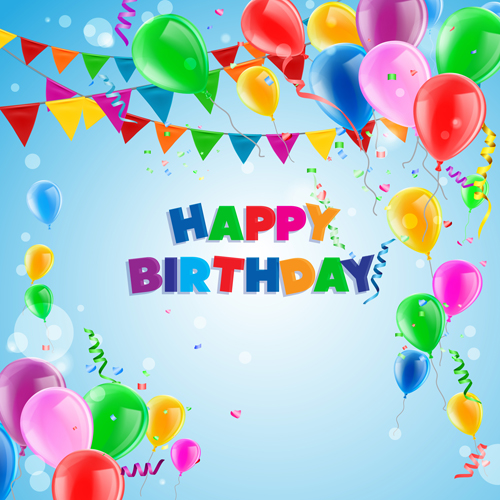 Confetti with colored balloons birthday background 01 confetti birthday balloons balloon background   