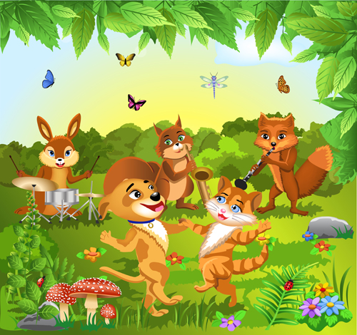 Wild animal and natural scenery design vector set 03 wild scenery scene natural Animal   