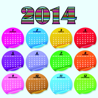 Simple 2014 calendar design vector set 01 simple calendar 2014   