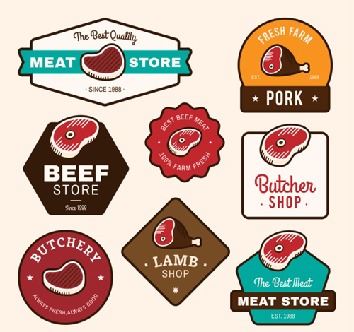 Vintage meat store labels vectors vintage store Meat labels   