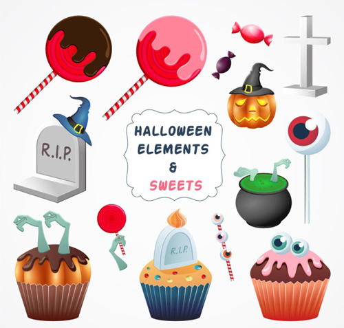 Halloween elements with sweet vector material sweet material halloween elements   