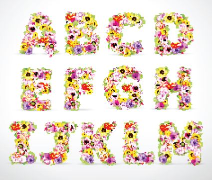 Elements of Colorful Flower Numbers and alphabet vector 03 numbers number flower elements element colorful alphabet   