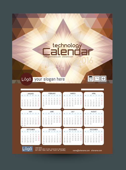 2016 technology calendar template vector 03 template technology calendar 2016   