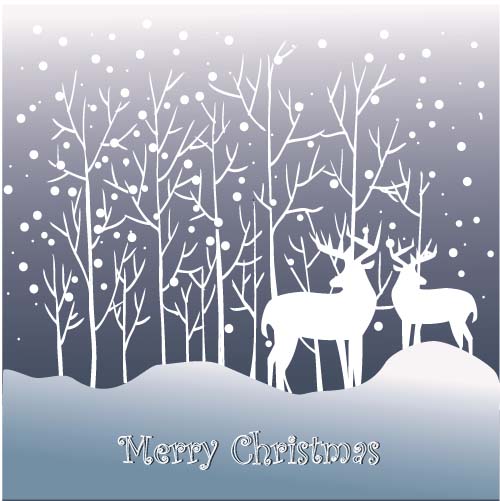 Reindeer and snow landscape christmas background vector 05 reindeer landscape christmas background   