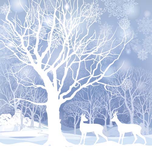 Reindeer and snow landscape christmas background vector 01 reindeer landscape christmas background   