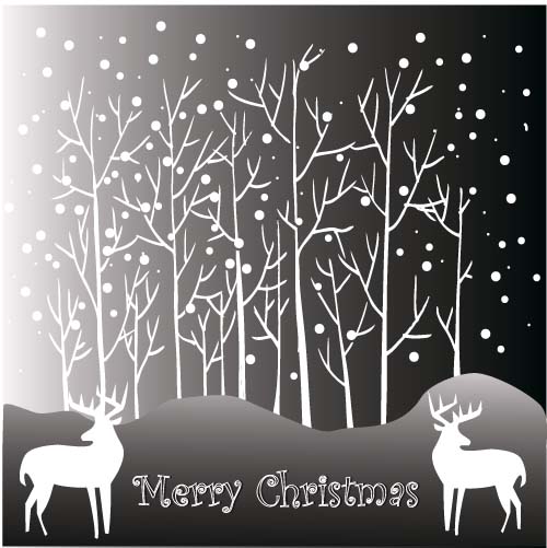Reindeer and snow landscape christmas background vector 03 reindeer landscape christmas background   