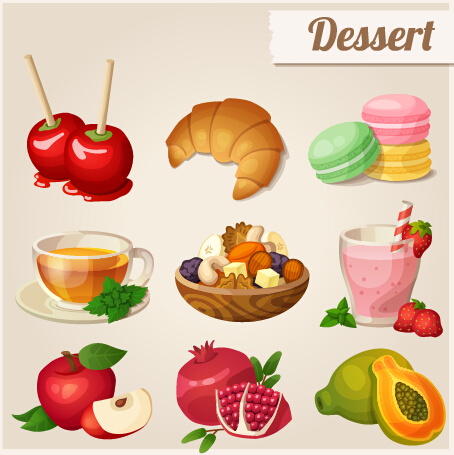 Vector dessert with fruit icons icons icon fruit dessert   