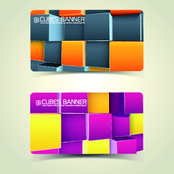 Colored Cubes banner card design vector 02 cubes colored card banner   