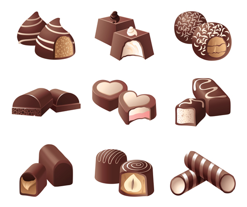 Chocolate sweets icons vector set sweets icons chocolate   