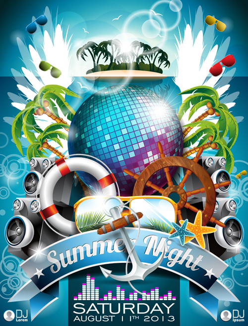 Summer Night Posters design vector 05 summer posters poster night   