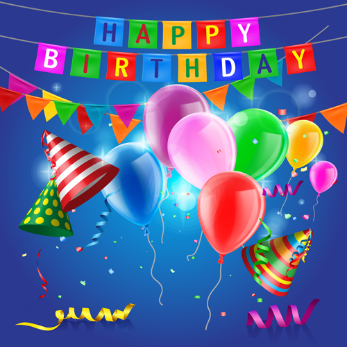 Confetti with colored balloons birthday background 02 confetti birthday balloons background   