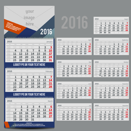 Desk calendar template 2016 vector material 02 template desk calendar calendar 2016   