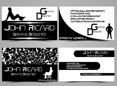 Black and white style people business cards vector 05 people business cards business card business black and white   