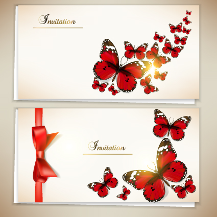 Retro Butterfly invitation cards vector 02 Retro font invitation cards invitation cards card butterfly   