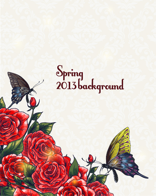 Spring floral design vector background 02 Vector Background spring floral design floral background   