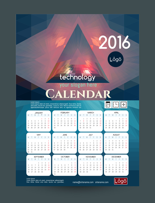 2016 technology calendar template vector 13 template technology calendar 2016   