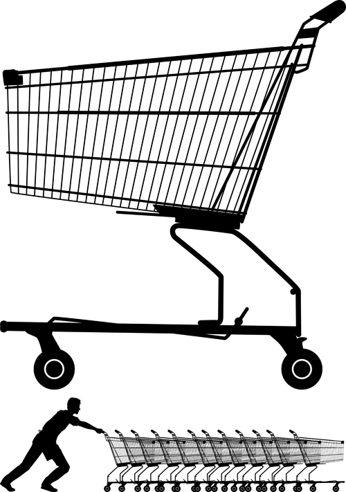 Set of Shopping trolley elements vector graphic 01 trolley shopping elements element   