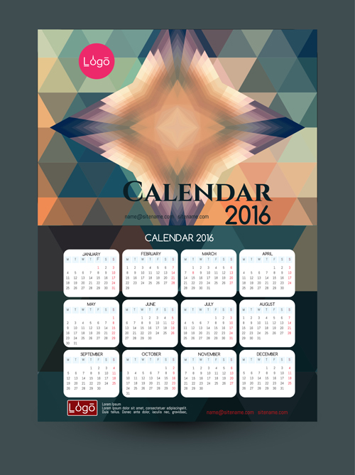 2016 technology calendar template vector 04 template technology calendar 2016   