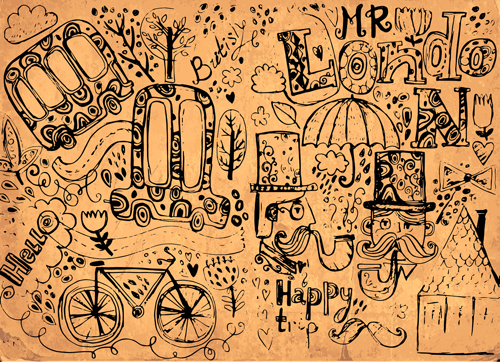 Hand drawn london romantic elements vector 01 romantic london hand drawn elements   