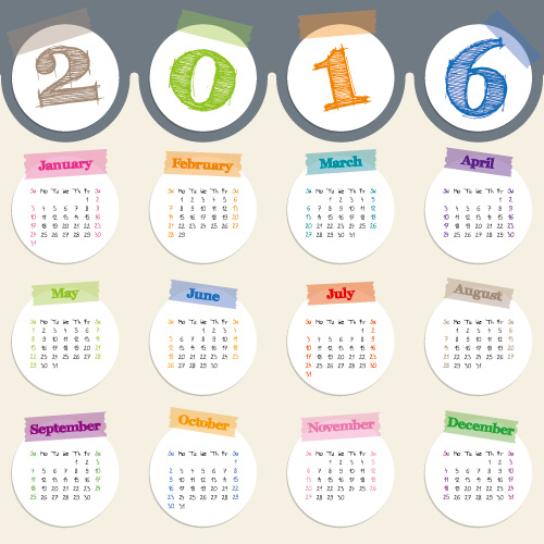 2016 circle calendars design vector design circle calendars 2016   