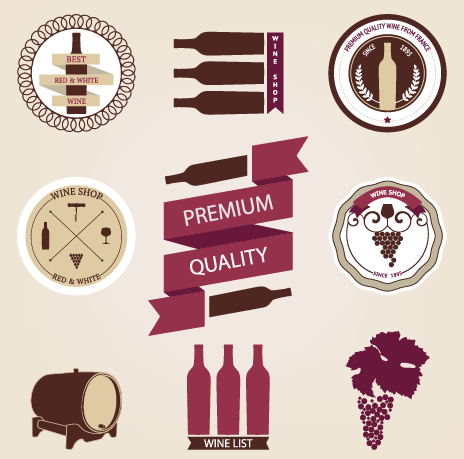 Wine menu labels retro design vector wine Retro font menu labels label   