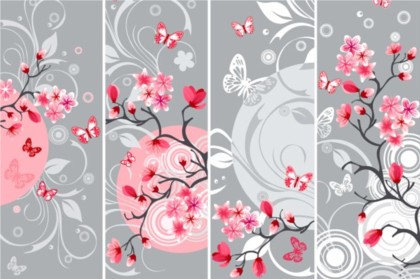 Elegant Japanese Cherry banners vector Japanese elegant cherry   