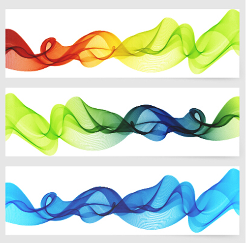Smoke with wavy abstract banners set 09 wavy smoke banners abstract   