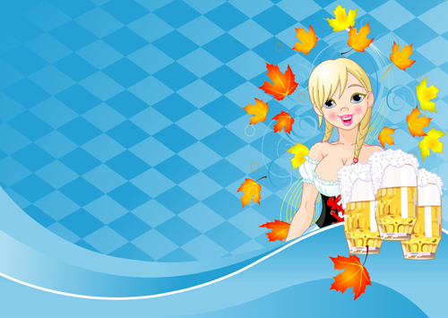 Girl with beer oktoberfest vector material 11 Oktoberfest girl beer   