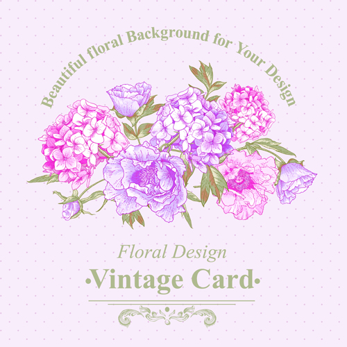 Pink floral vintage card vector 04 vintage pink floral card vector card   