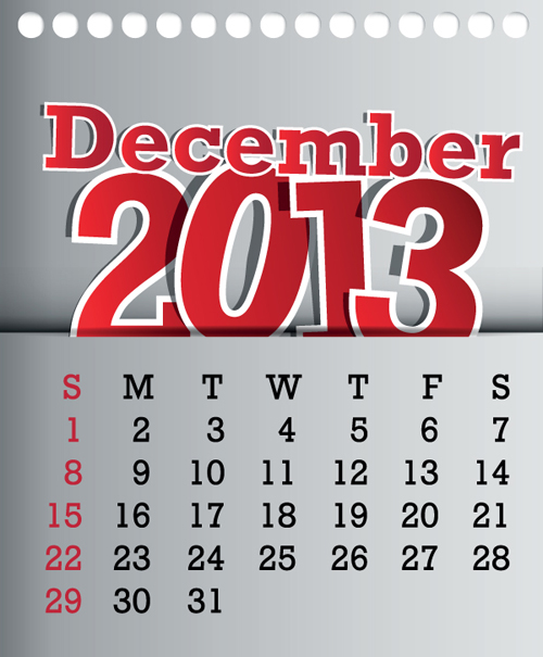 Calendar December 2013 design vector graphic 12 December calendar 2013   