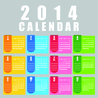 Simple 2014 calendar design vector set 04 simple calendar 2014   