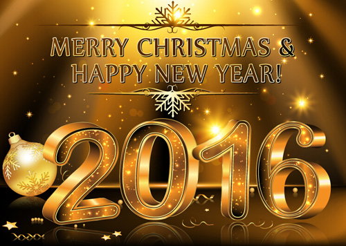 Luxury golden 2016 christmas with new year design vector year new luxury golden design christmas 2016   