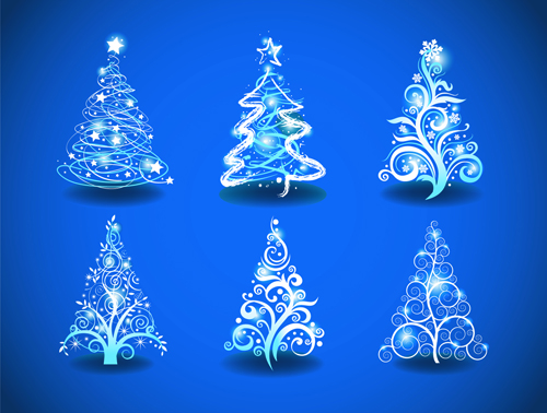 Blue Light Christmas Trees design vector 01 christmas trees christmas tree christmas blue light   