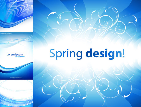 Common blue background vector wavy lines spring pattern dynamic lines curve blue background   