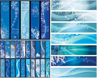 Blue christmas banners vector material christmas blue banners   