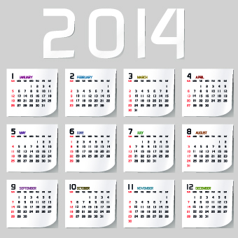 Simple 2014 calendar design vector set 02 simple calendar 2014   