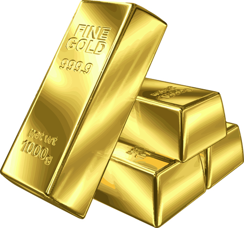 Fine Gold bullion design vector set 01 gold fine bullion   