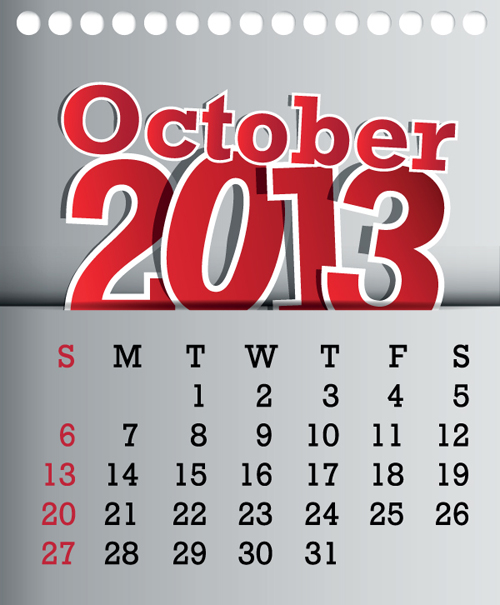 Calendar October 2013 design vector graphic 10 October calendar 2013   